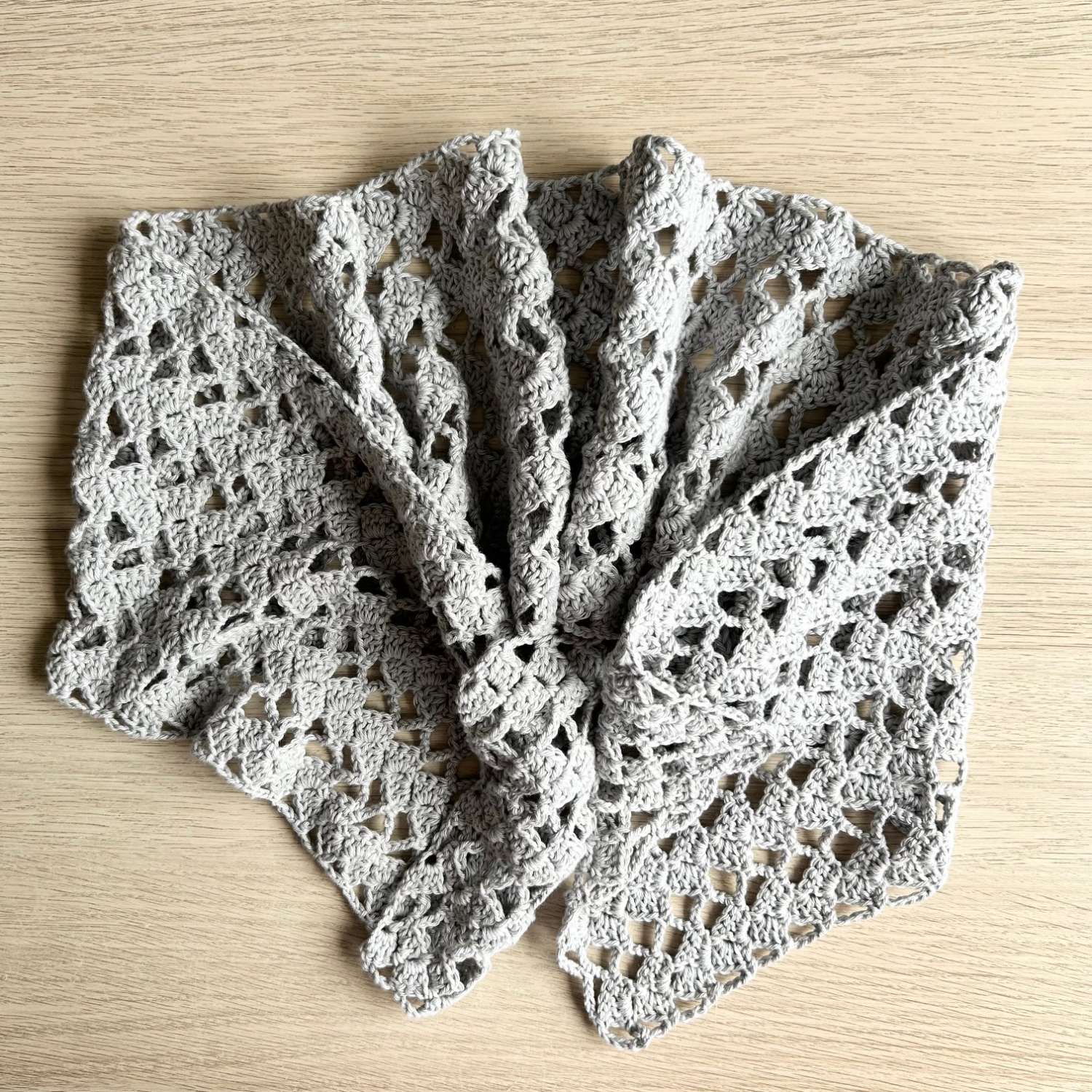 Scarf - Crochet Silver Grey - Cotton Scarf - Crochet Silver Grey - Cotton