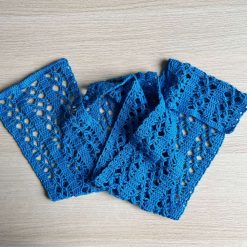 Scarf - Crochet Peacock Blue - Cotton 2
