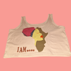 Sleeveless T Shirt - Pink - Africa Applique 1 Sleeveless T Shirt - Pink - Africa Applique 1