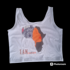 Sleeveless T Shirt  - Lt Blue - Africa Applique