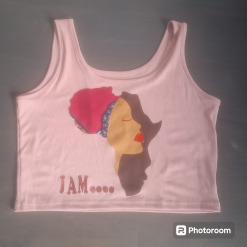 Sleeveless T Shirt  - Dk Grey - Africa Applique
