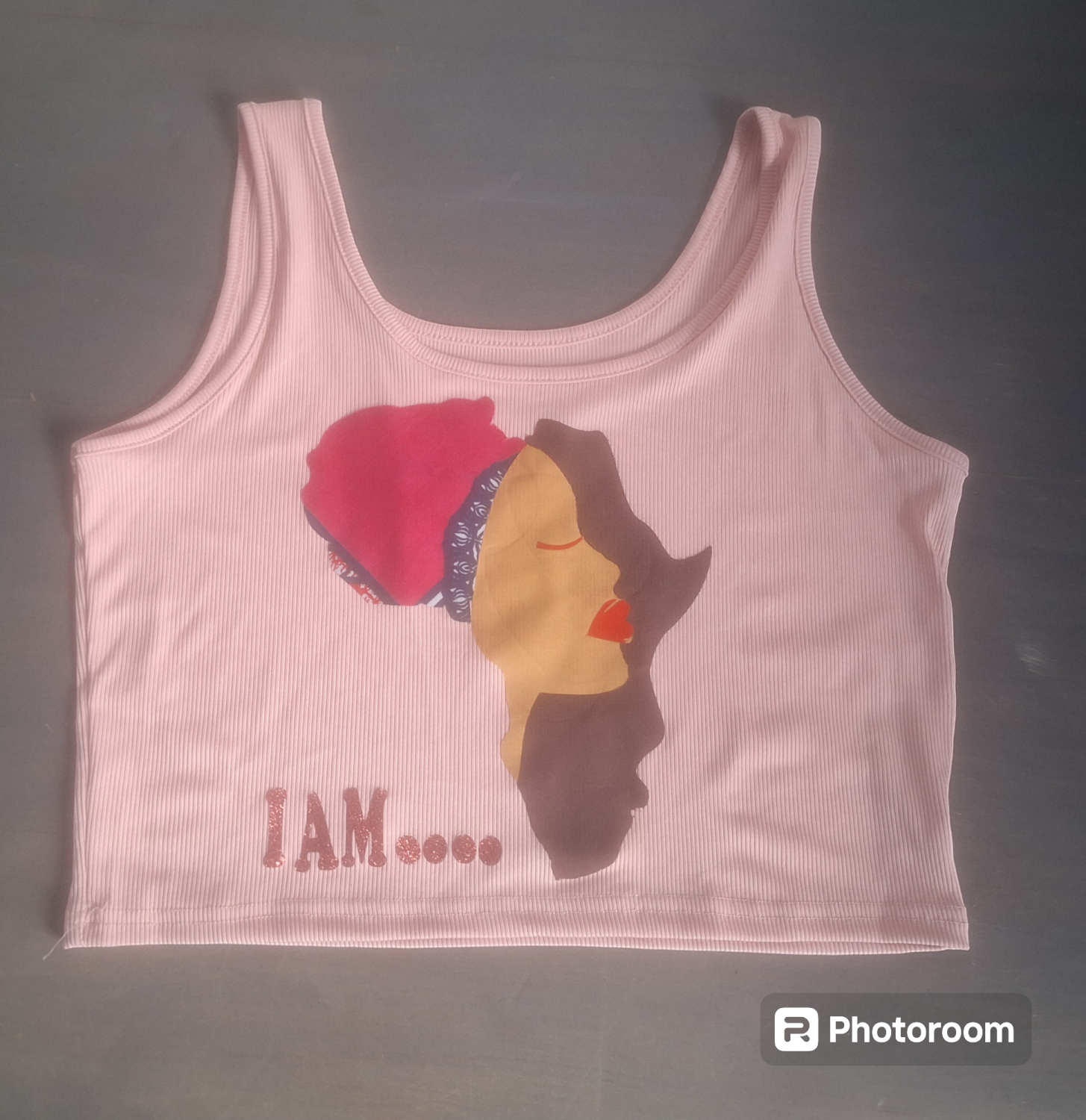 Sleeveless T Shirt - Dk Grey - Africa Applique Sleeveless T Shirt - Dk Grey - Africa Applique