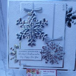 Luxury Handmade Christmas Card - White & Silver Snowflakes with sentiment & sparklers