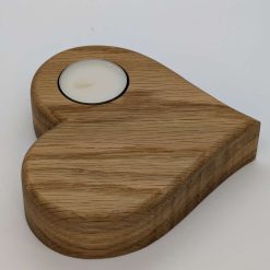 Oak Tea Light Holder, large heart 1