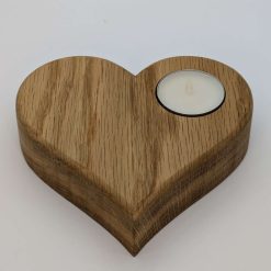 Oak Tea Light Holder, large heart