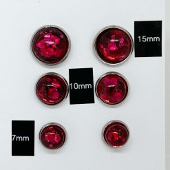 Ear Studs - Red Sparkle - 7mm/10mm/15mm
