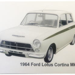 Ford Lotus Cortina Mk1 1964 - Aluminium Plaque - Two sizes available A5 or 203 x 304mm - Ideal for the Ford Competition Fan