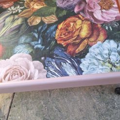 Furniture - Art Deco pink and copper floral cocktail trolley 1 Furniture - Art Deco pink and copper floral cocktail trolley 1