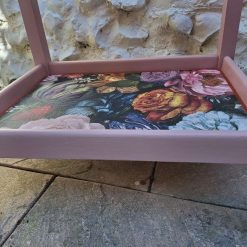 Furniture - Art Deco pink and copper floral cocktail trolley 7 Furniture - Art Deco pink and copper floral cocktail trolley 7