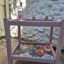 Furniture - Art Deco pink and copper floral cocktail trolley 4 Furniture - Art Deco pink and copper floral cocktail trolley 4