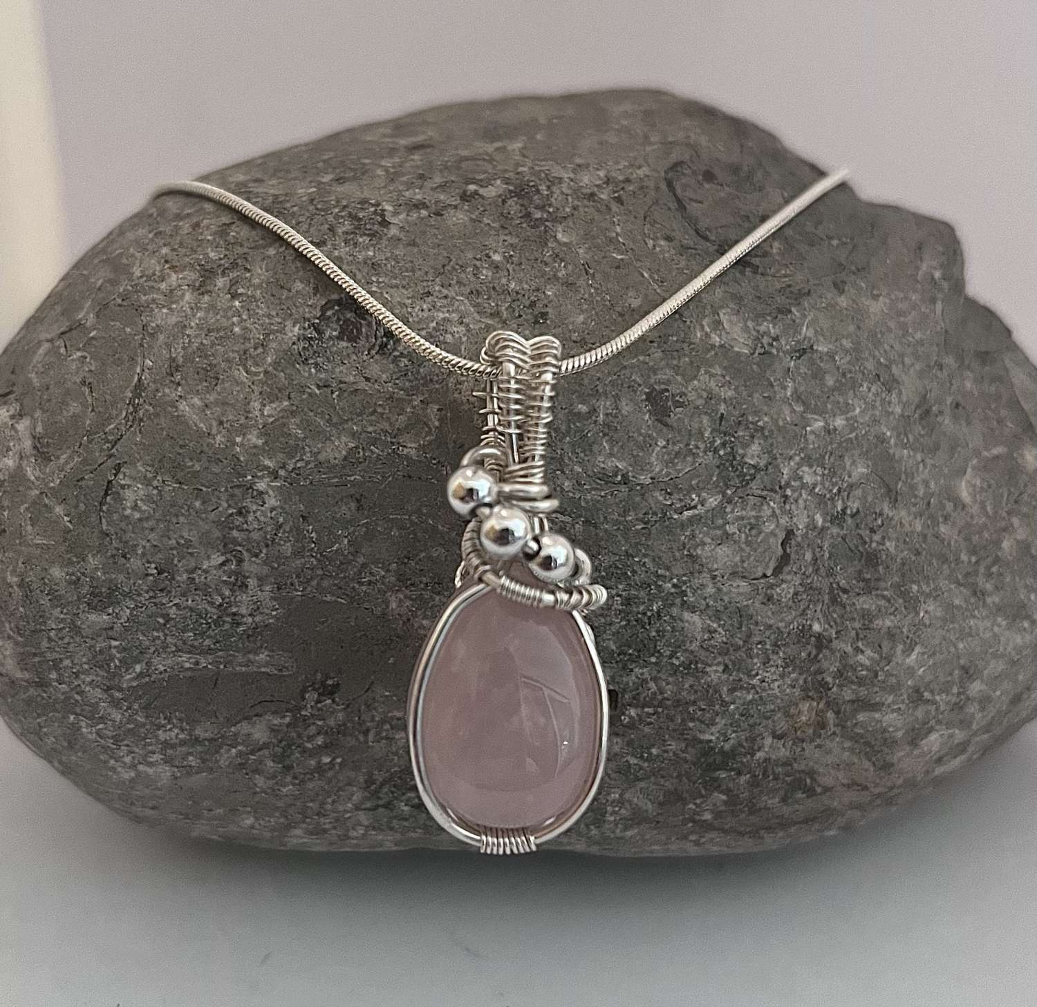Rose Quartz Sterling Silver Necklace Rose Quartz Sterling Silver Necklace