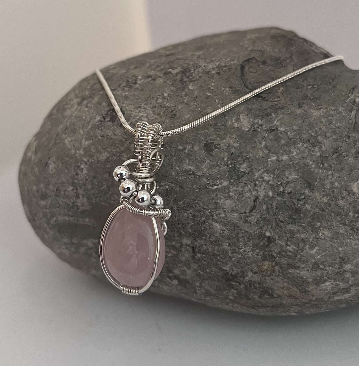 Rose Quartz Sterling Silver Necklace Rose Quartz Sterling Silver Necklace