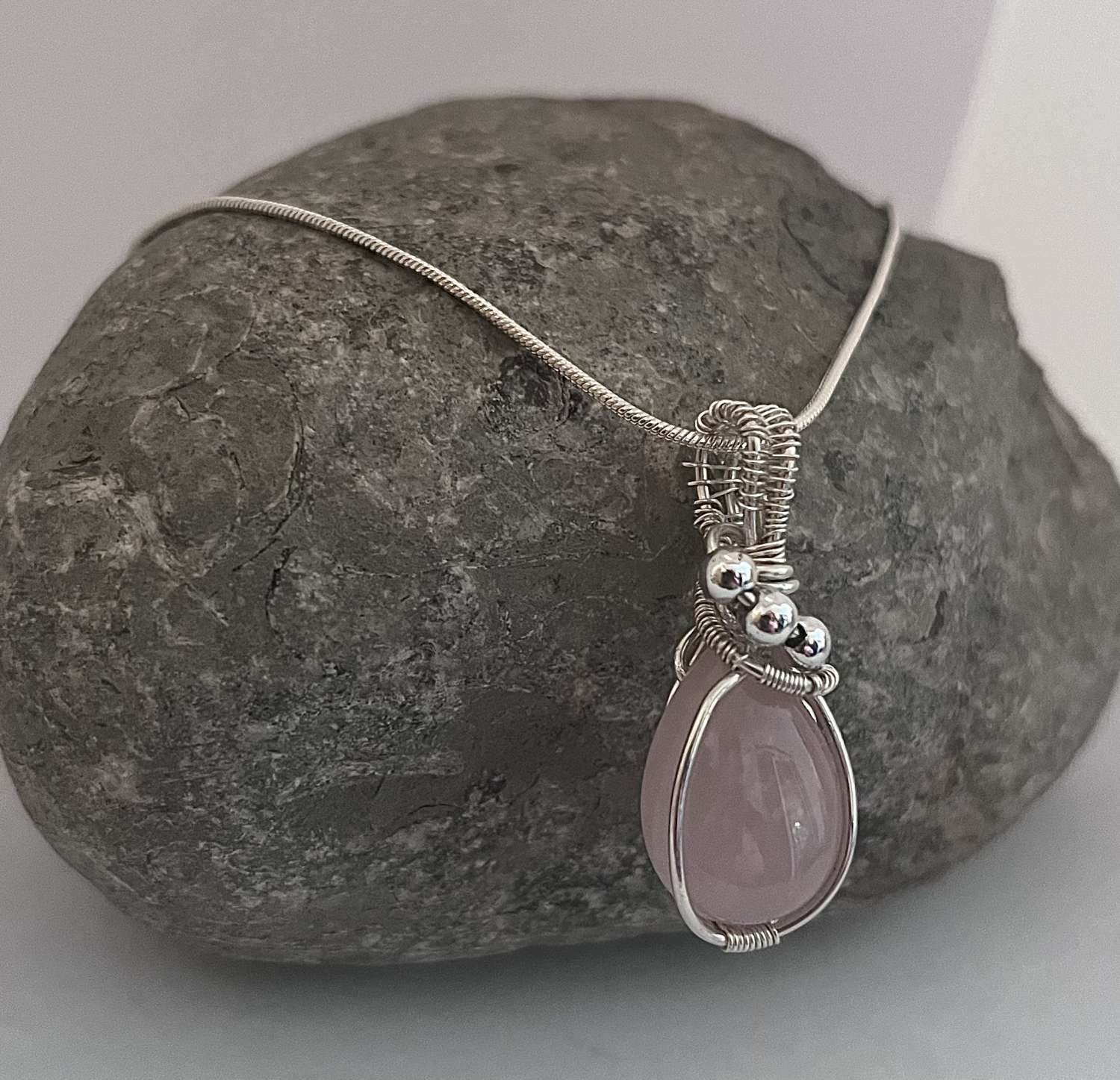 Rose Quartz Sterling Silver Necklace Rose Quartz Sterling Silver Necklace