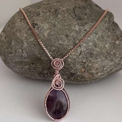 Amethyst Wrapped Rose Gold Necklace