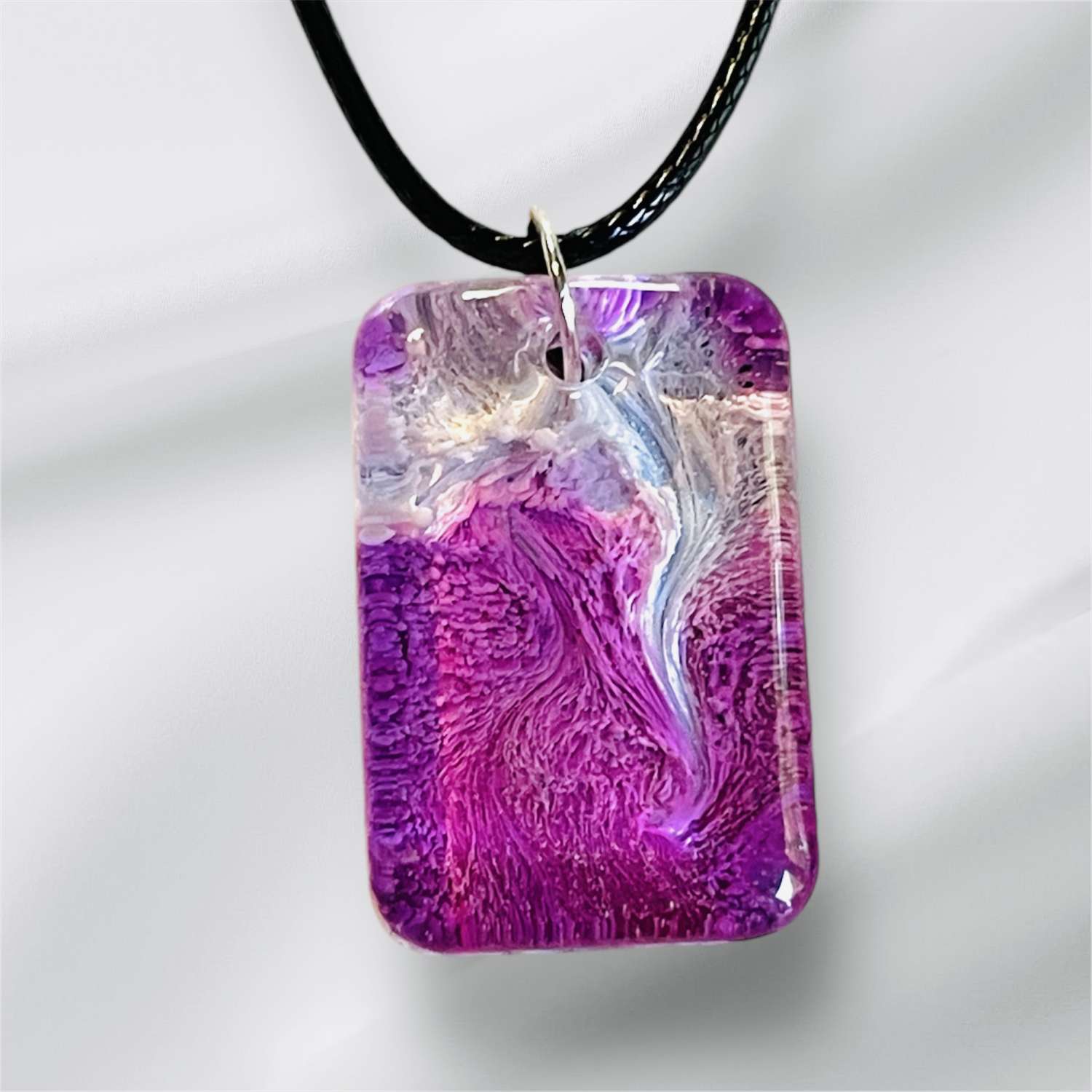IMG_6474 Petri Effect Resin Casting Pendant Necklaceon an 18" Black Cord 1