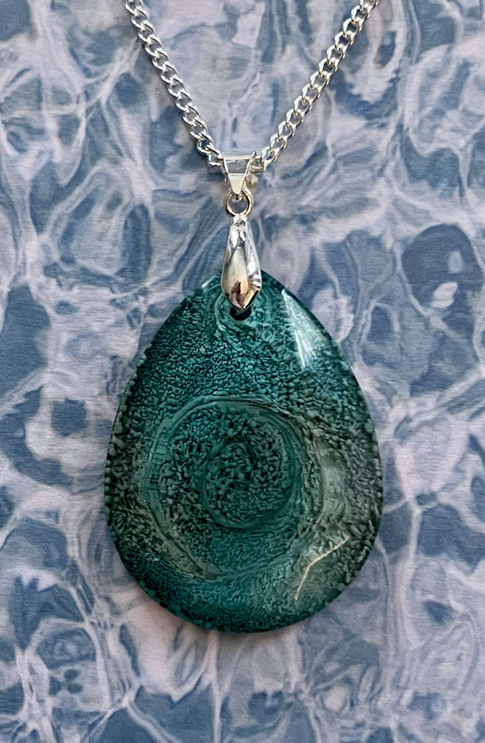 IMG_6499 Handmade Petri effect Pendant Necklace on a 20" 925 Silver Plated Chain 4