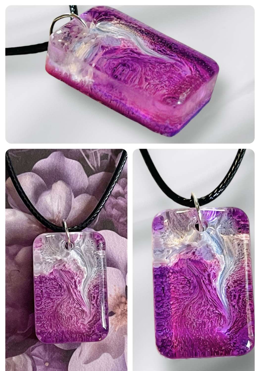 IMG_6537 Petri Effect Resin Casting Pendant Necklaceon an 18" Black Cord 4