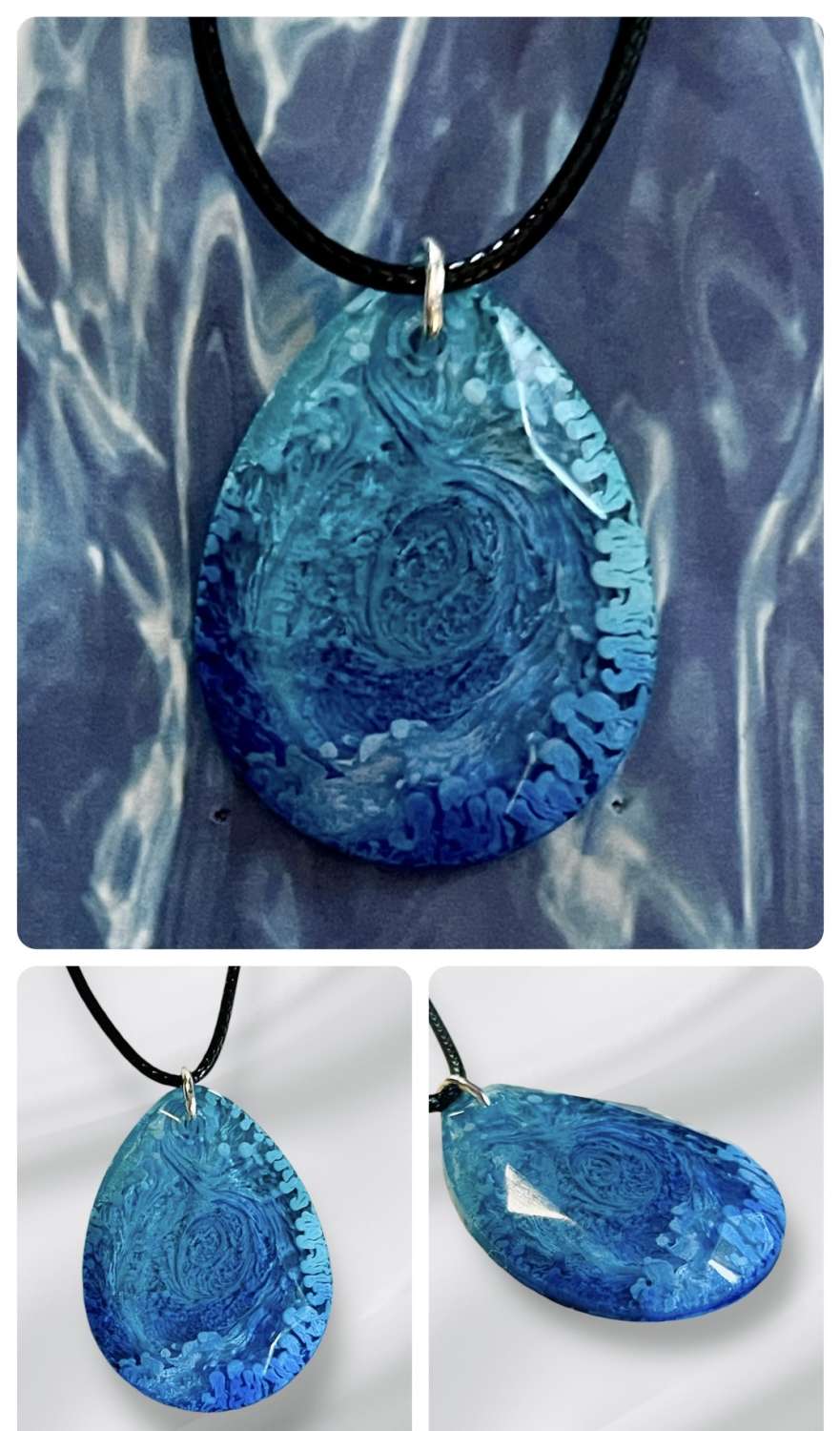 IMG_6544 Petri effect Resin Pendant Necklace on a 925 20" Silver Chain 5