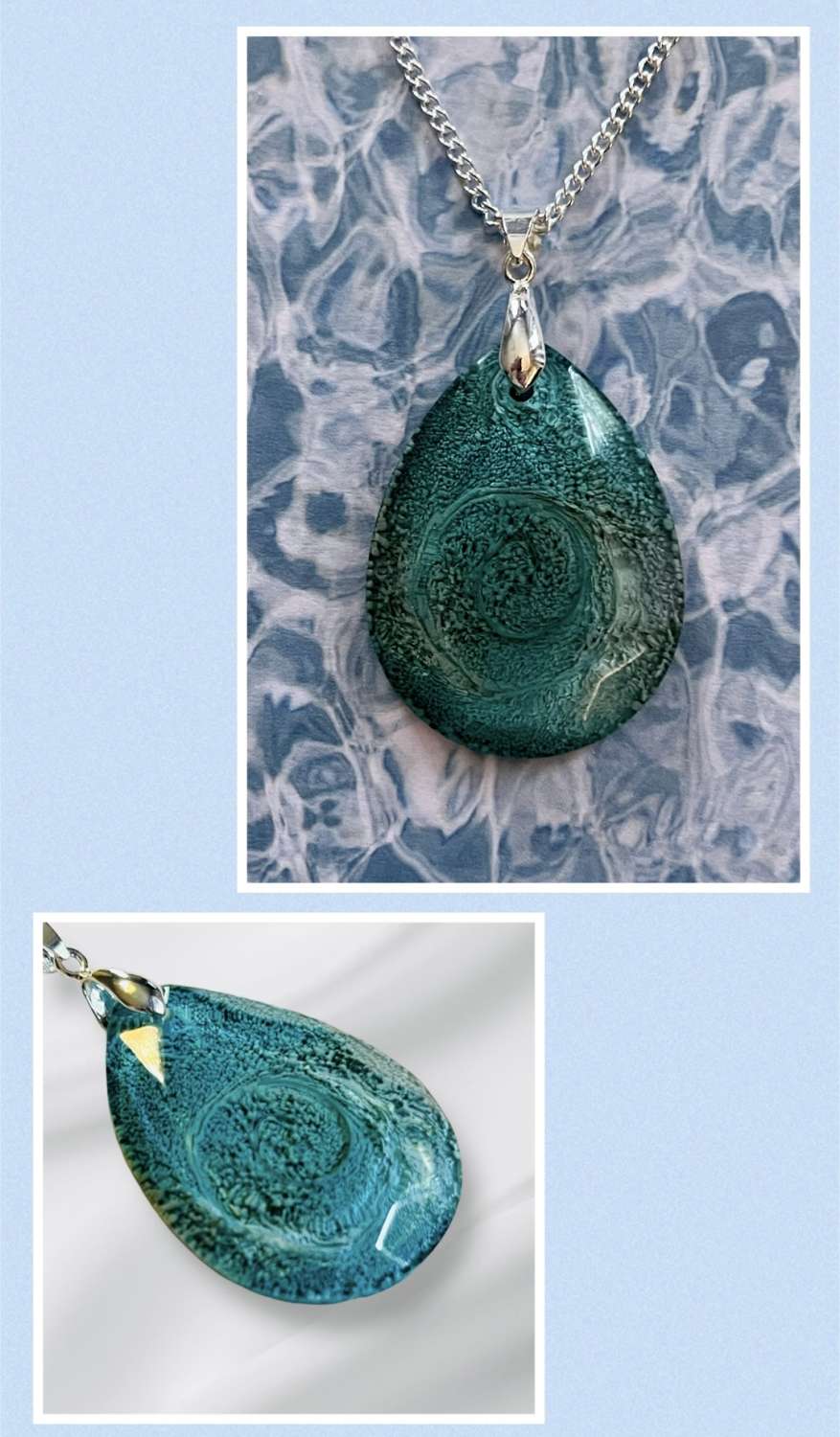 IMG_6560 Handmade Petri effect Pendant Necklace on a 20" 925 Silver Plated Chain 2