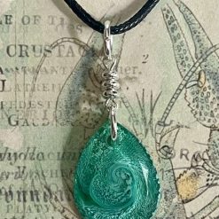 Teardrop Green Perti effect Pendant on an 18" Black Cord 1 Teardrop Green Perti effect Pendant on an 18" Black Cord 5