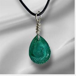 Teardrop Green Perti effect Pendant on an 18" Black Cord 3 Teardrop Green Perti effect Pendant on an 18" Black Cord 7