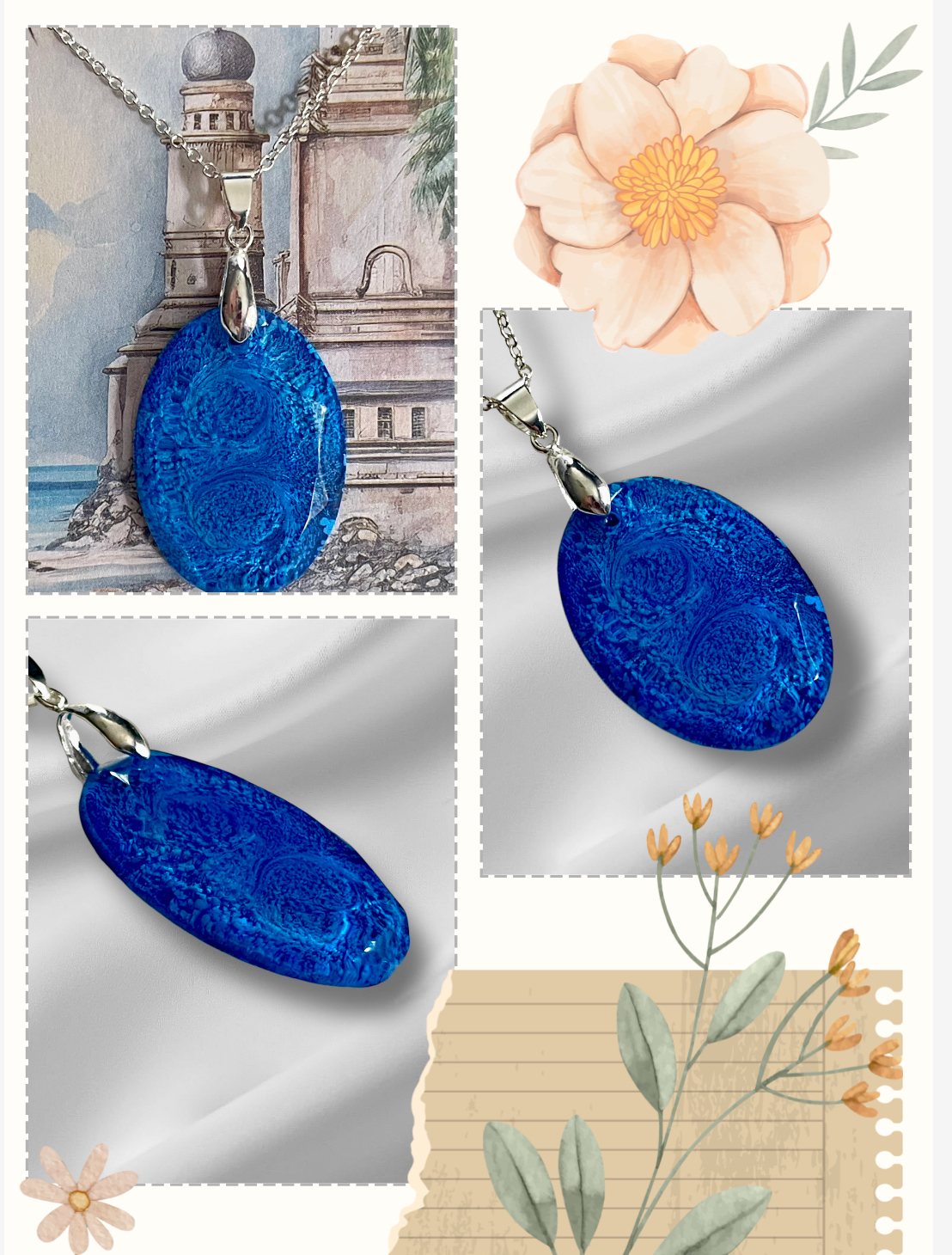 IMG_6590 Petri effect Resin Pendant Necklace on a 925 20" Silver Chain 3