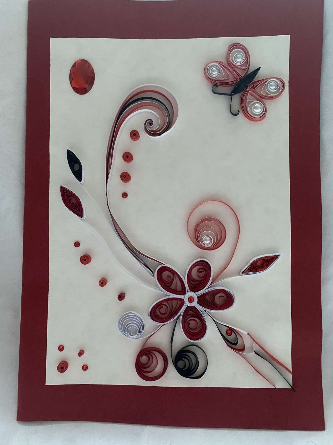 Any Occasion Quilled Card with Flower and Butterfly Any Occasion Quilled Card with Flower and Butterfly