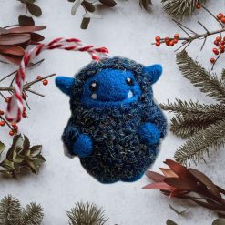 Needle Felted Ornament - Red Sparkly Yeti