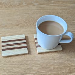 Pair of coasters made from British Ash and Walnut