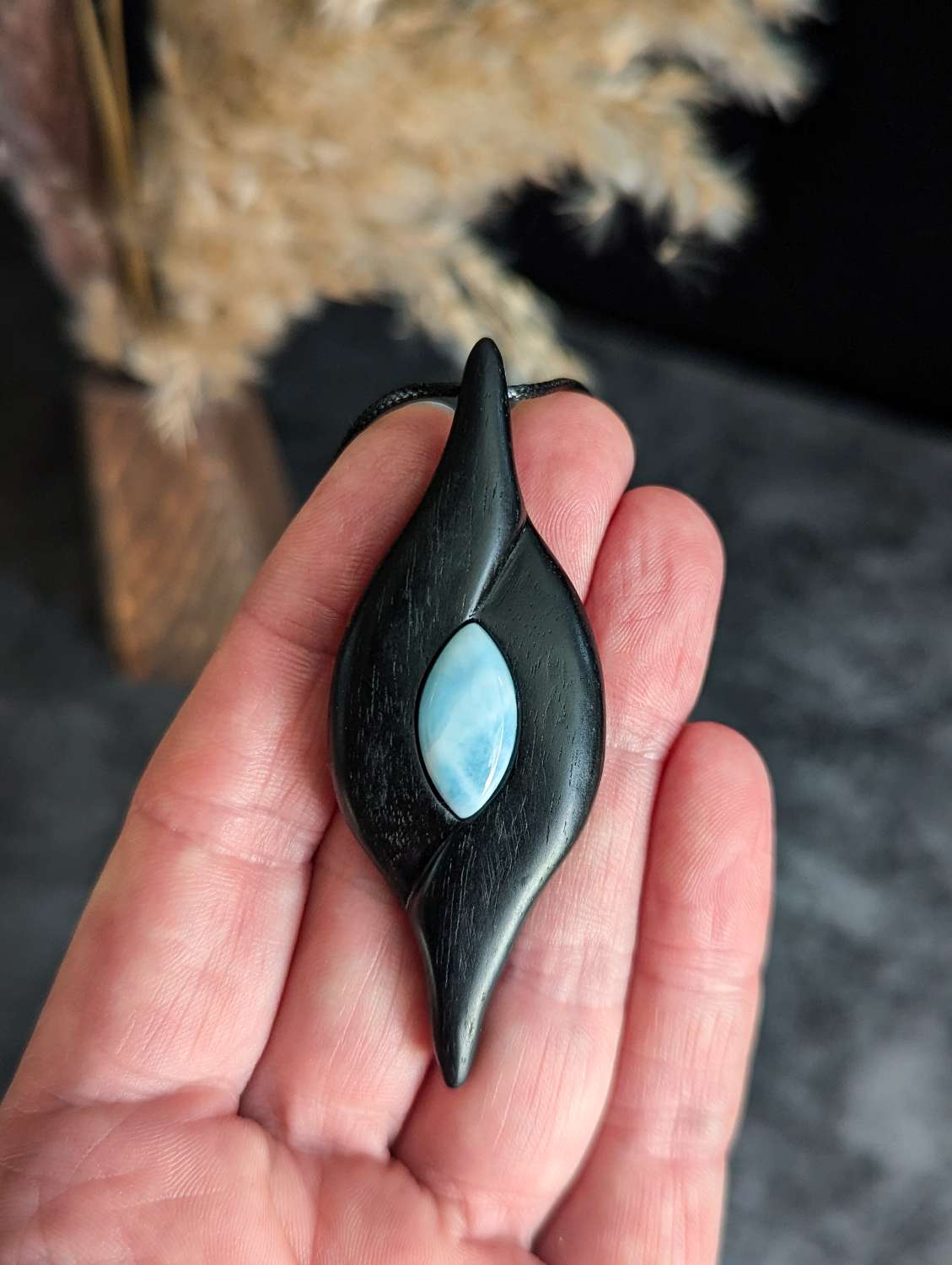 Ebony with larimar necklace Ebony with larimar necklace