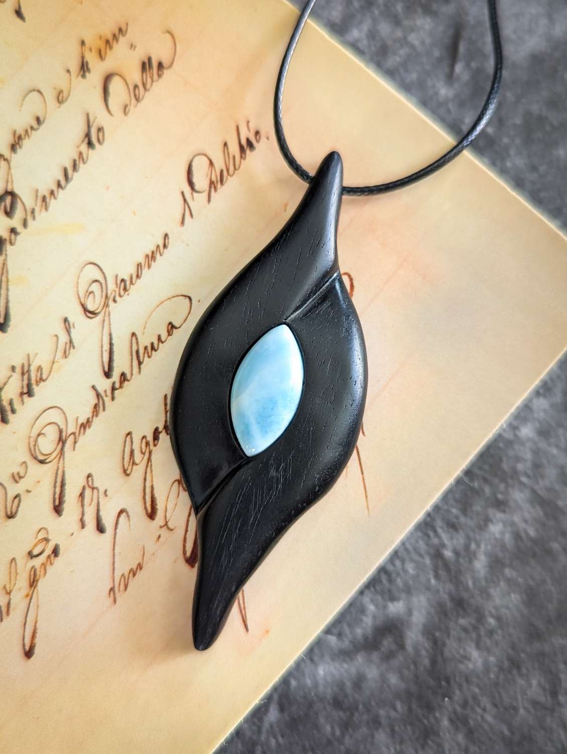Ebony with larimar necklace Ebony with larimar necklace