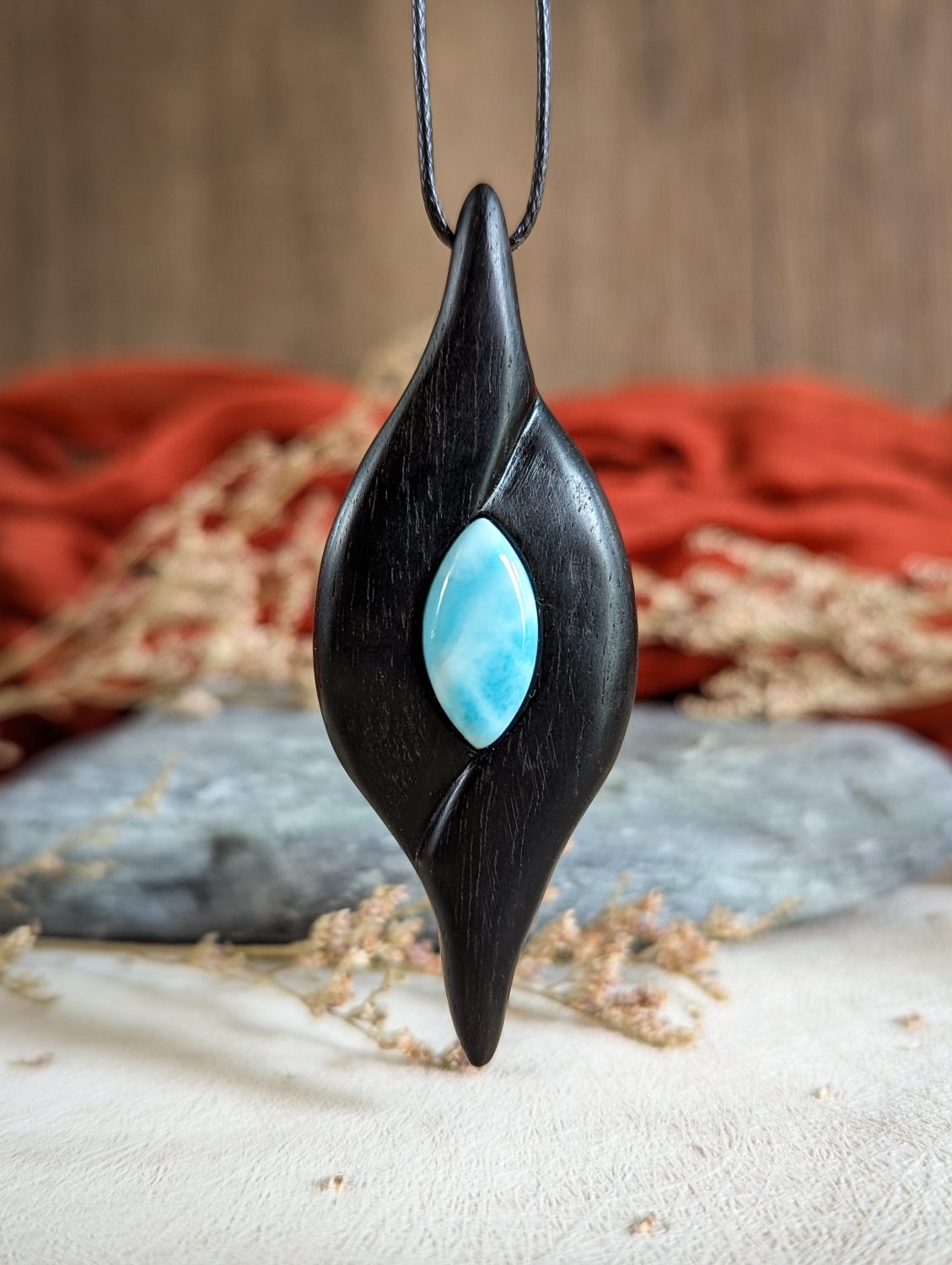 Ebony with larimar necklace Ebony with larimar necklace