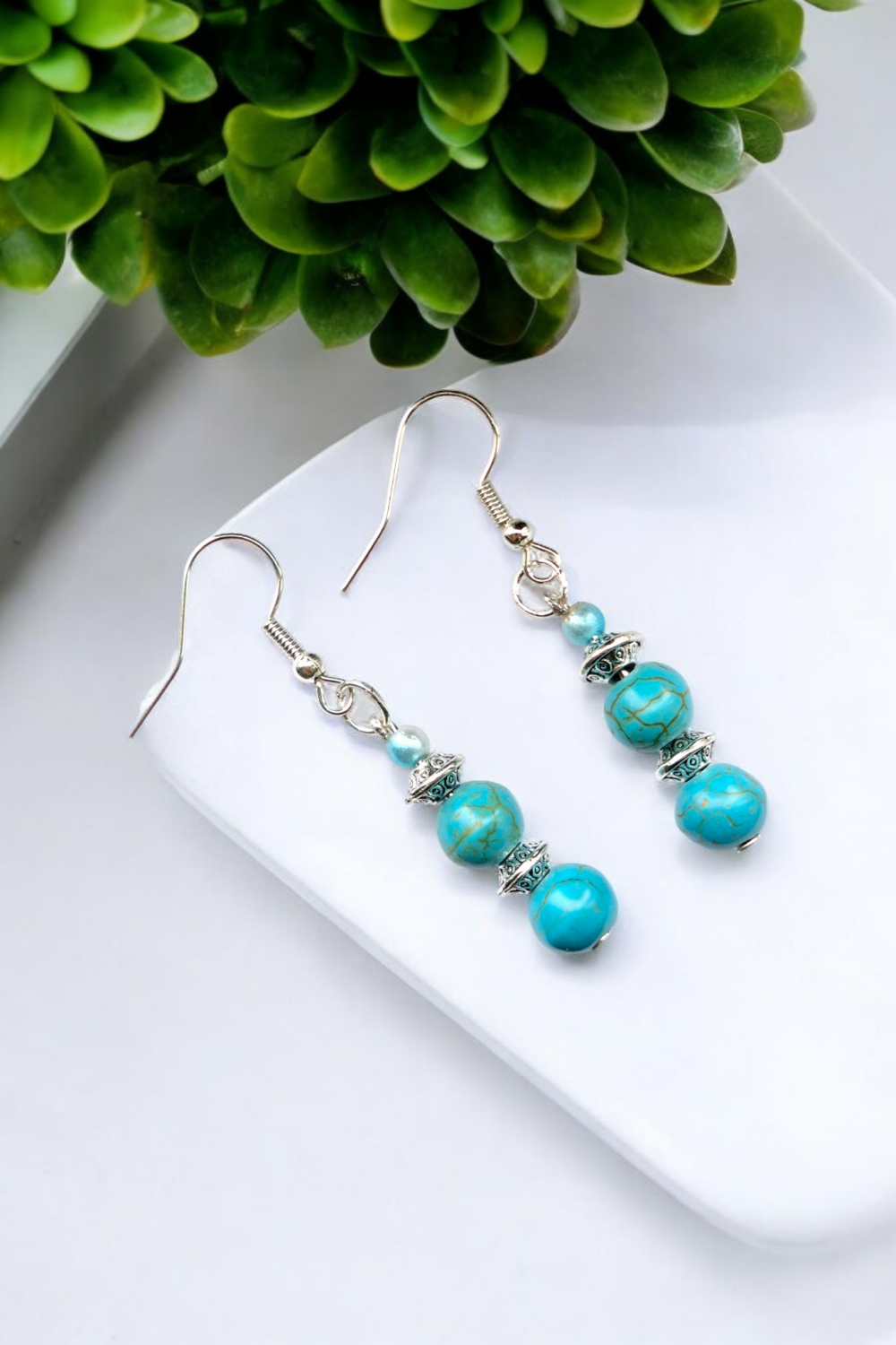 A Beautiful Pair of Gold/Mint/Cream Pearl Bead Dangle Silver Hook Earrings A Beautiful Pair of Gold/Mint/Cream Pearl Bead Dangle Silver Hook Earrings