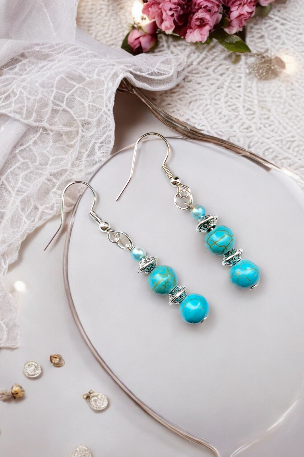 A Beautiful Pair of Gold/Mint/Cream Pearl Bead Dangle Silver Hook Earrings A Beautiful Pair of Gold/Mint/Cream Pearl Bead Dangle Silver Hook Earrings