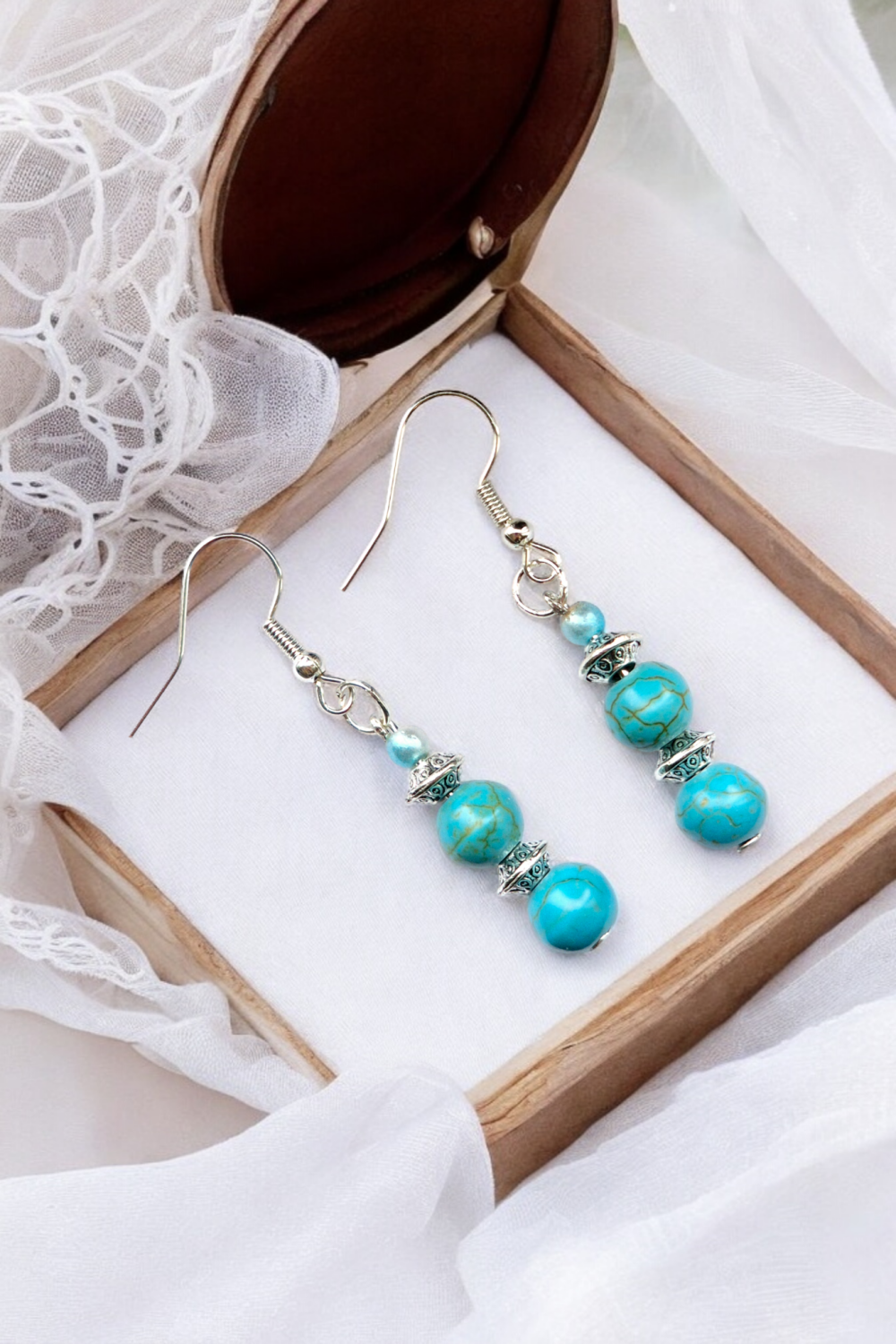 A Beautiful Pair of Gold/Mint/Cream Pearl Bead Dangle Silver Hook Earrings A Beautiful Pair of Gold/Mint/Cream Pearl Bead Dangle Silver Hook Earrings