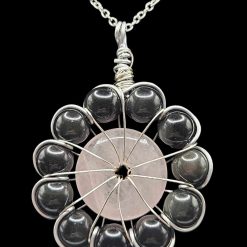 Rose Quartz and Golden Sheen Obsidian  Pendant