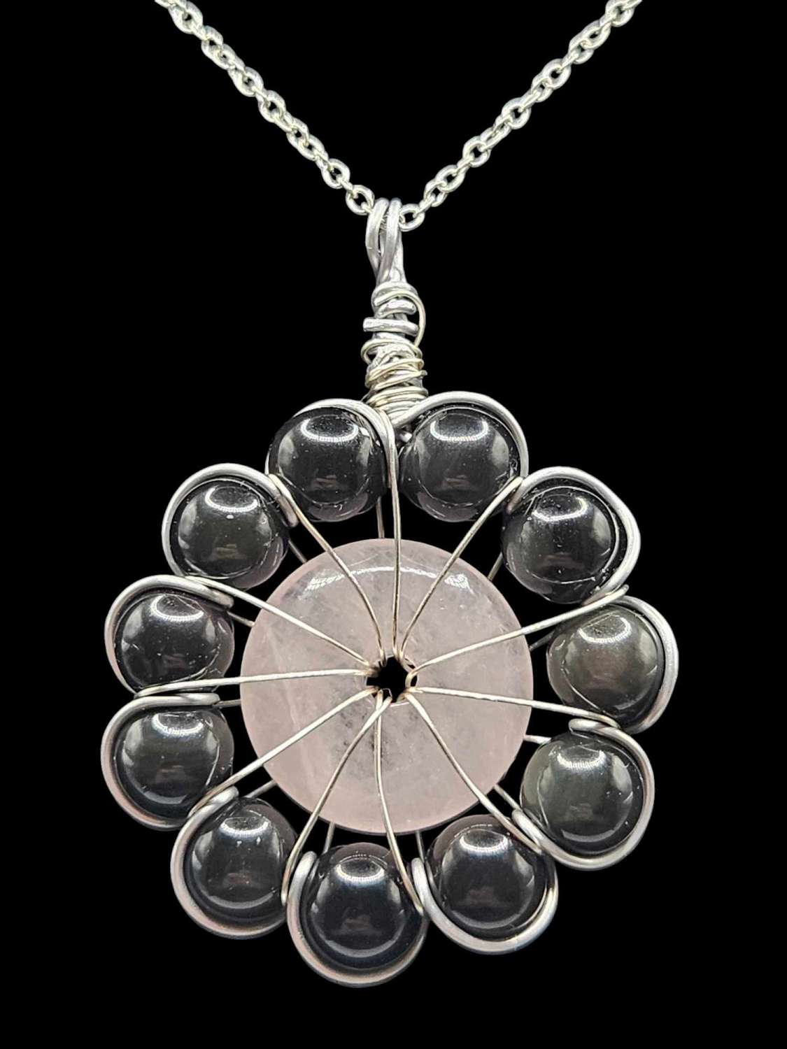 Rose Quartz and Golden Sheen Obsidian Pendant Rose Quartz and Golden Sheen Obsidian Pendant