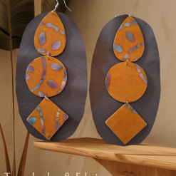 Leather Dangle Earrings - Grey
