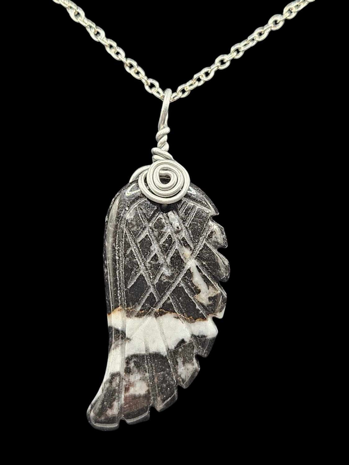Zebra Marble Wing Pendant Zebra Marble Wing Pendant