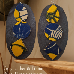 Leather Dangle Earrings - Grey 2