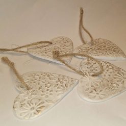Christmas decorations - gold clay hearts 3 Christmas decorations - gold clay hearts 3