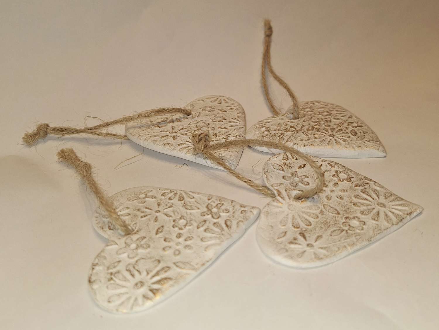 Christmas decorations - gold clay hearts Christmas decorations - gold clay hearts
