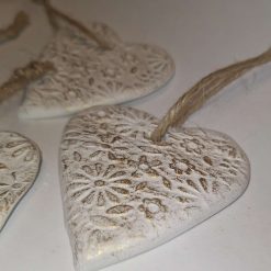 Christmas decorations - gold clay hearts 2 Christmas decorations - gold clay hearts 2