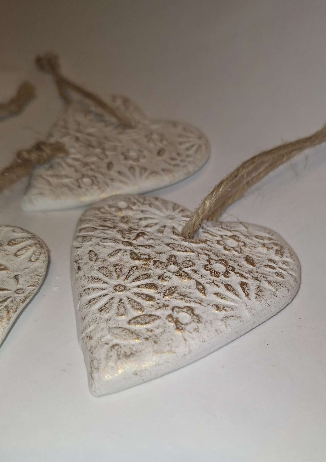 Christmas decorations - gold clay hearts Christmas decorations - gold clay hearts