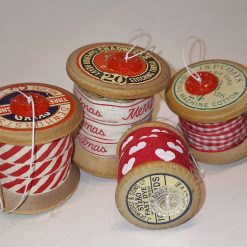 Christmas decorations - vintage cotton reel baubles