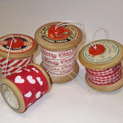 Christmas decorations - vintage cotton reel baubles 1 Christmas decorations - vintage cotton reel baubles 1