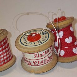 Christmas decorations - vintage cotton reel baubles 3 Christmas decorations - vintage cotton reel baubles 3