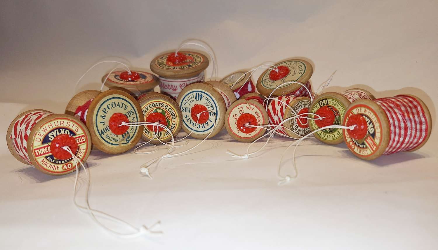 Christmas decorations - vintage cotton reel baubles Christmas decorations - vintage cotton reel baubles