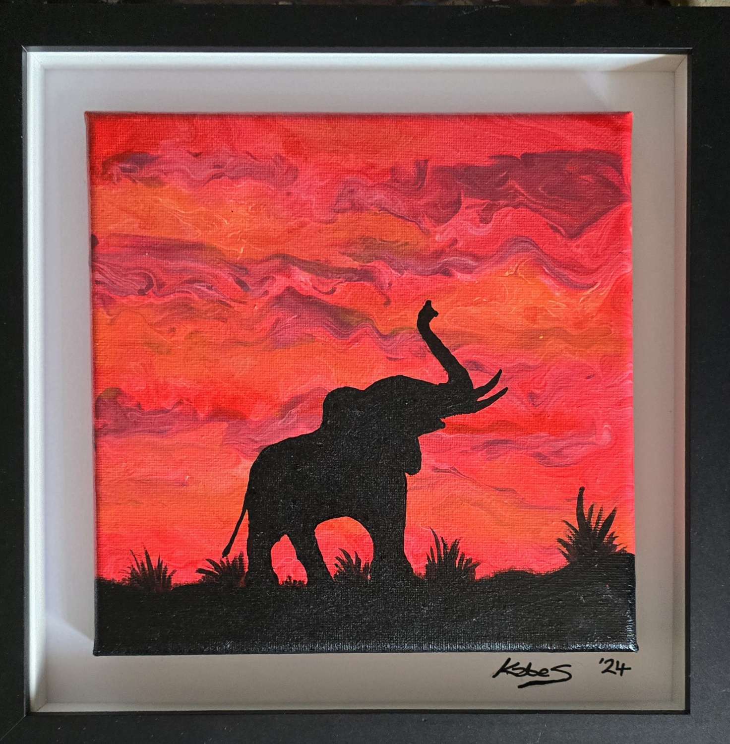 Fluid art silhouette elephant Fluid art silhouette elephant