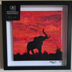 Fluid art silhouette elephant